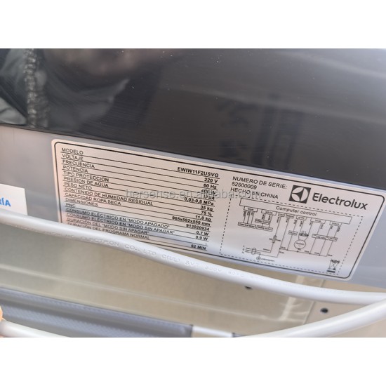 Electroluxe 11kg Fully Automatic Top Load Washer 220V 60Hz 46cm Stainless Steel Tub Hot Cold Water Inlet Philippines USA Spain