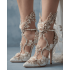 Paradise Elegant Sexy Rhinestones Flowers Crystal Ankle Strap Bridal Floral Embroidery Shoes Stiletto Heel Prom Wedding Sandals