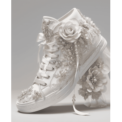 Elegant Wedding Sexy Rhinestone Flower Crystal Prom Shoes Satin White Ivory Lace Pearls Wedding Bridal Floral Wedding Sneakers