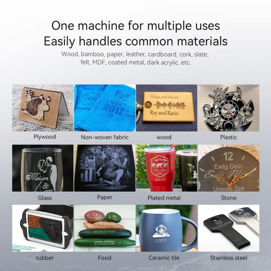 ATOMSTACK SWIFT 12W Desktop Glass Bottles Engraving Machine Laser AI Smart Metal Acrylic Wood Keychain Laser Engraving Machine