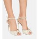Buckle Ankle Strap Prom Party Wedding Sandal White Bridal Shoes Pearl Royalty Block Heel Satin Platform Sandals Pearl Sandals