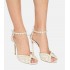 Sexy Stiletto Ankle Strap Prom Party Wedding Sandal White Bridal Shoes Pearl Embellished Satin Platform Pearl Sandals for Bridal