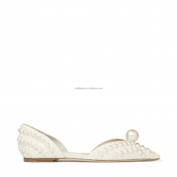 Sexy Stiletto Heels Prom Party Wedding Sandal Girls White Bridal Shoes Pearl Embellished Satin Platform Pearl Sandals for Bridal