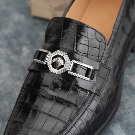 Men's Genuine for Crocodile Leather Dress Shoes & Oxfords Versatile for Casual & Formal Business Occasions