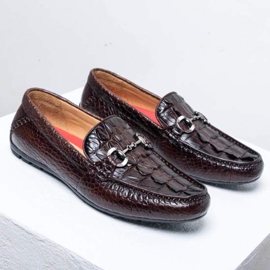 Latest handmade Korean-style men's shoes with crocodile pattern leather, casual shoes for luxurious custom-made parties for men