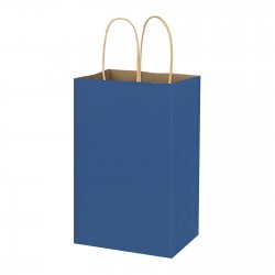 100 Pack 5.25x3.25x8 Inch Blue Kraft Paper Bags 100pcs