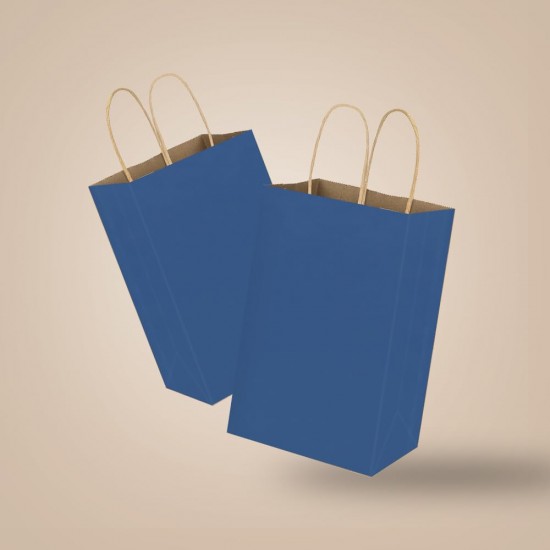 100 Pack 5.25x3.25x8 Inch Blue Kraft Paper Bags 100pcs