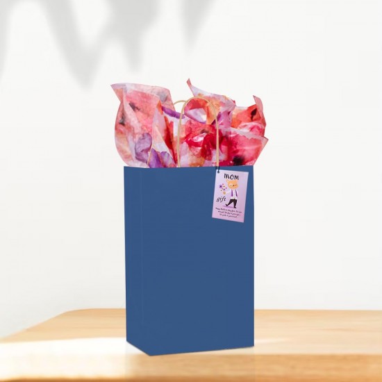 100 Pack 5.25x3.25x8 Inch Blue Kraft Paper Bags 100pcs