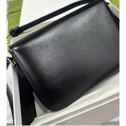 High-end manufacturer custom-made black genuine leather shoulder bag, cowhide women's bag, trendy crossbody women's bag