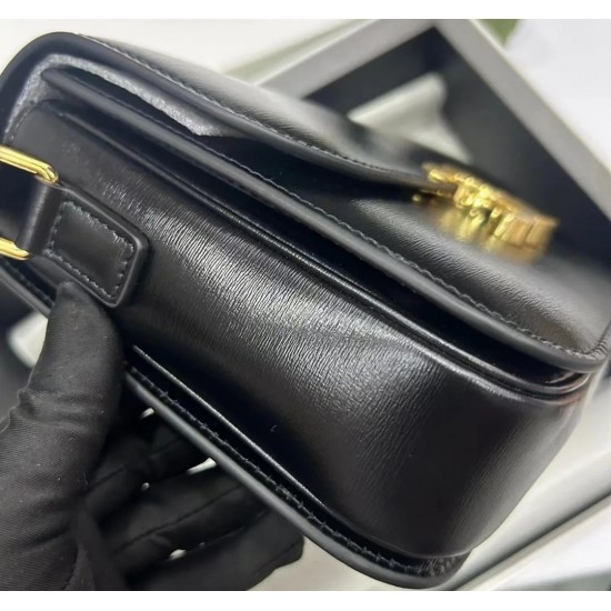 High-end manufacturer custom-made black genuine leather shoulder bag, cowhide women's bag, trendy crossbody women's bag