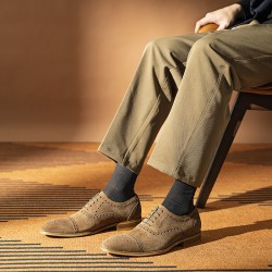 Retro casual business formal leather shoes for men genuine leather matte finish three-piece toe cap Oxford style shoes