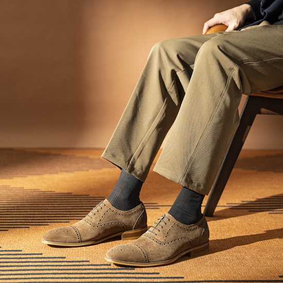 Retro casual business formal leather shoes for men genuine leather matte finish three-piece toe cap Oxford style shoes