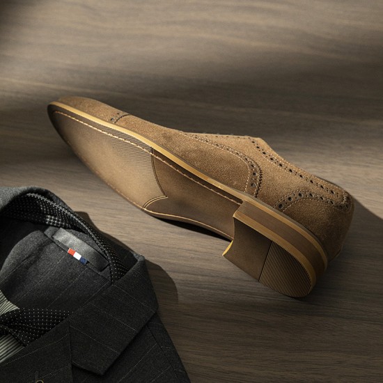 Retro casual business formal leather shoes for men genuine leather matte finish three-piece toe cap Oxford style shoes