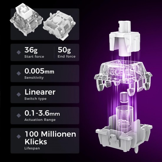 GravaStar V75 Magnetic Axis Keyboard, All-aluminum Wired Single-mode Esports Gaming, RGB 8K Report Rate, No Ashes Gray.