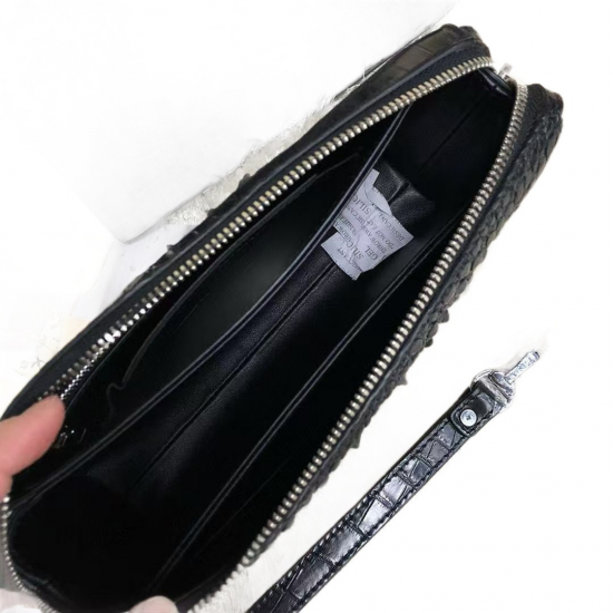 Unisex 100% Pure Water Dyed Crocodile Leather Clutch Bag Large Capacity Business Clutch Portable Men's Long Genuine Leather