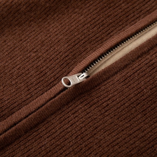 Long Sleeve Light Brown Knit Coat Men's Winter Zipper Sweater with Cardigan Sweater Design ODM Supply  Cashmere