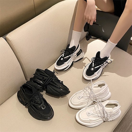 Women's Platform Fashion Sneakers Bullet Spaceship Casual Chunky Shoes Men