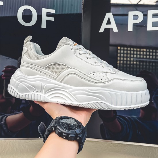 2025 New Style Men's White Shoes Casual Height Increase PU Upper Men Designer Sneakers