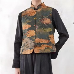 Traditional Chinese Clothing Women's Sleeveless Vests Waistcoats Mulberry Silk Solid Pattern Button Closure Inner/Outer Wear for