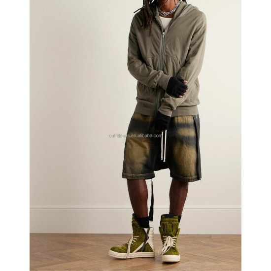 Unisex Chunky Sneakers Unisex Men Oversized Green Hair Boot Ankle Dress Shoes Calf Hair Leather Extended High-top Sneakers