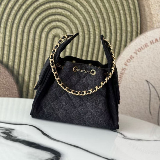 Guangzhou Genuine Leather Quilted Hobo Bag for Women 25C Hippie Drawstring Chain Bag High Quality Cotton Dual Bohemian Summer