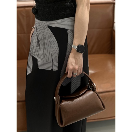 Women's Top Layer Cowhide Leather Handbag Single Shoulder Crossbody Hanging Ear Series Fashionable Eaves Bag