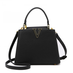 Luxurious Single Shoulder Bag in Genuine Leather, Model V, From a Renowned Brand