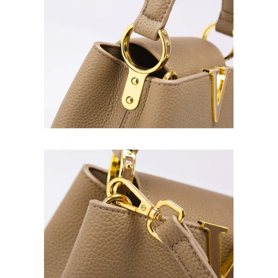 Luxurious Single Shoulder Bag in Genuine Leather, Model V, From a Renowned Brand