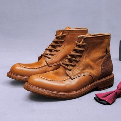 Durable and comfortable leather shoes, handcrafted minimalist cowhide boots, washable genuine leather boots