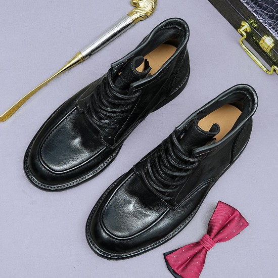 Durable and comfortable leather shoes, handcrafted minimalist cowhide boots, washable genuine leather boots