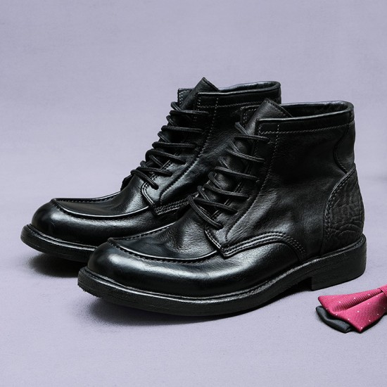 Durable and comfortable leather shoes, handcrafted minimalist cowhide boots, washable genuine leather boots