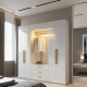Bedroom Furniture Wardrobe Freestanding Armoire Closet With Hanging Rod and Sliding Doors for Home