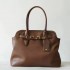 Vintage Style Vegetable Tanned Sheepskin Shell Tote Bag, Multi-Way Leather Handbag for Women