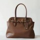 Vintage Style Vegetable Tanned Sheepskin Shell Tote Bag, Multi-Way Leather Handbag for Women