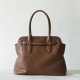 Vintage Style Vegetable Tanned Sheepskin Shell Tote Bag, Multi-Way Leather Handbag for Women