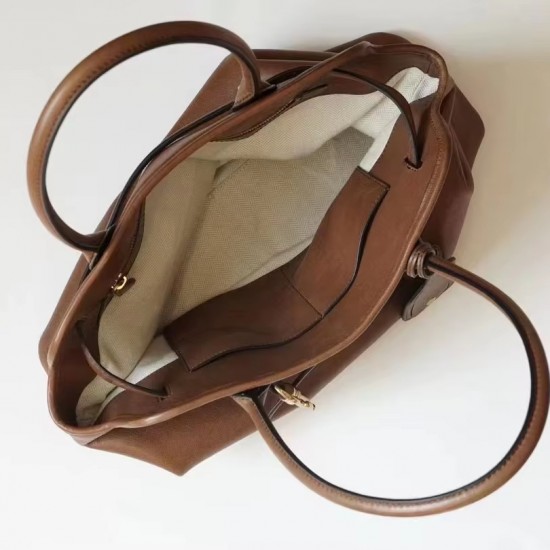 Vintage Style Vegetable Tanned Sheepskin Shell Tote Bag, Multi-Way Leather Handbag for Women