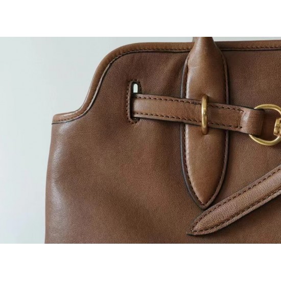 Vintage Style Vegetable Tanned Sheepskin Shell Tote Bag, Multi-Way Leather Handbag for Women