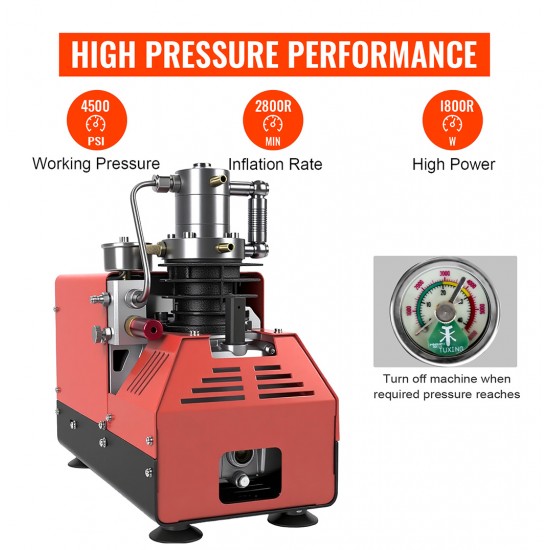 TUXING Auto Stop 300bar New Design 4500Psi 30Mpa 110V 220V High Pressure Outdoor PCP Hunting Air Compressor for Paintball Game
