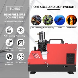 TUXING Auto Stop 300bar New Design 4500Psi 30Mpa 110V 220V High Pressure Outdoor PCP Hunting Air Compressor for Paintball Game