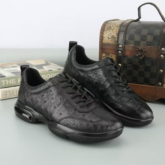 100% South African ostrich leather casual shoes for men, suitable for sports and running.