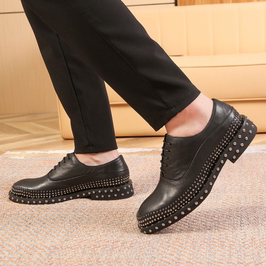 Oxford shoes - men's genuine leather lace-up comfortable trendy business formal men's leather shoes