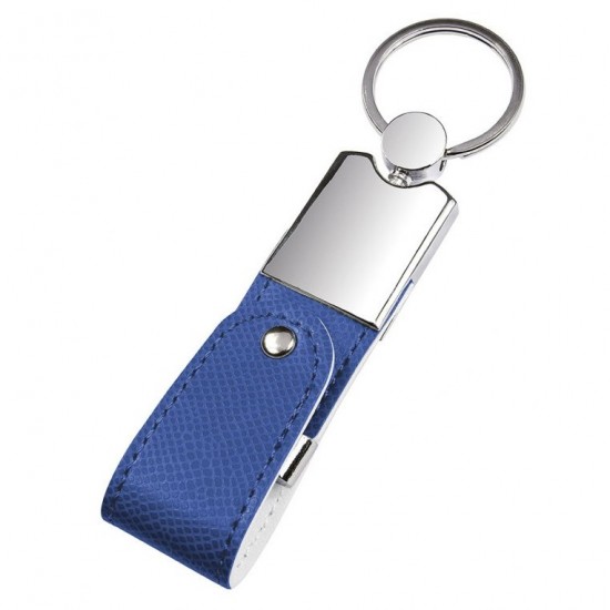 Blue Leather USB Keychain Thumb Drive 1GB Capacity Micro USB 2.0 USB Type-C Interfaces Engraved Logo Gift Box Packaging New