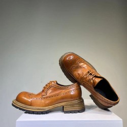 High-Quality Genuine Leather Men's Oxford Shoes Business-Casual Style Thick-Soled Lace-Up Closure Stylish
