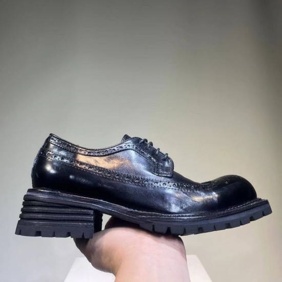 High-Quality Genuine Leather Men's Oxford Shoes Business-Casual Style Thick-Soled Lace-Up Closure Stylish