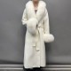 Windproof Fox Fur Collar Cuffs Handmade Double Sided Cashmere Coats Winter Long Trench Wool Coats for Women