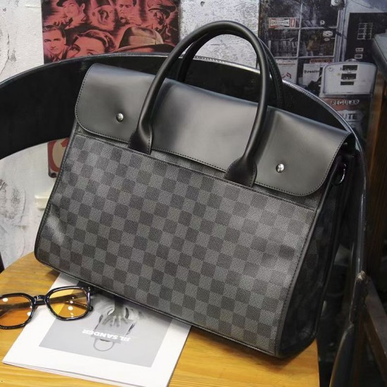 Leather Messenger Handbag Crossbody Bag for Men Purse iPad Bag for Business Office Work School with Adjustable Strap Black