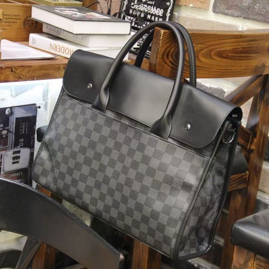 Leather Messenger Handbag Crossbody Bag for Men Purse iPad Bag for Business Office Work School with Adjustable Strap Black