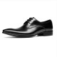 Pointed-toe shoes for men in business formal wear, Derby style, black, high-end genuine leather, wedding groom shoes