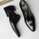 Pointed-toe shoes for men in business formal wear, Derby style, black, high-end genuine leather, wedding groom shoes