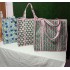 20pcs Large Cotton Quilted Boho Travel Bag for Women Handmade Shoulder Purse Open Floral Weekender Block Print Tote Bag Chain
